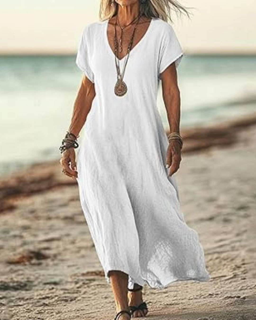 Vyla™ Effortless Flowy V-Neck Maxi Dress
