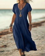 Vyla™ Effortless Flowy V-Neck Maxi Dress