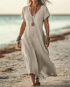 Vyla™ Effortless Flowy V-Neck Maxi Dress