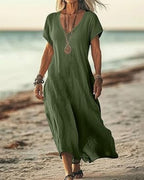 Vyla™ Effortless Flowy V-Neck Maxi Dress
