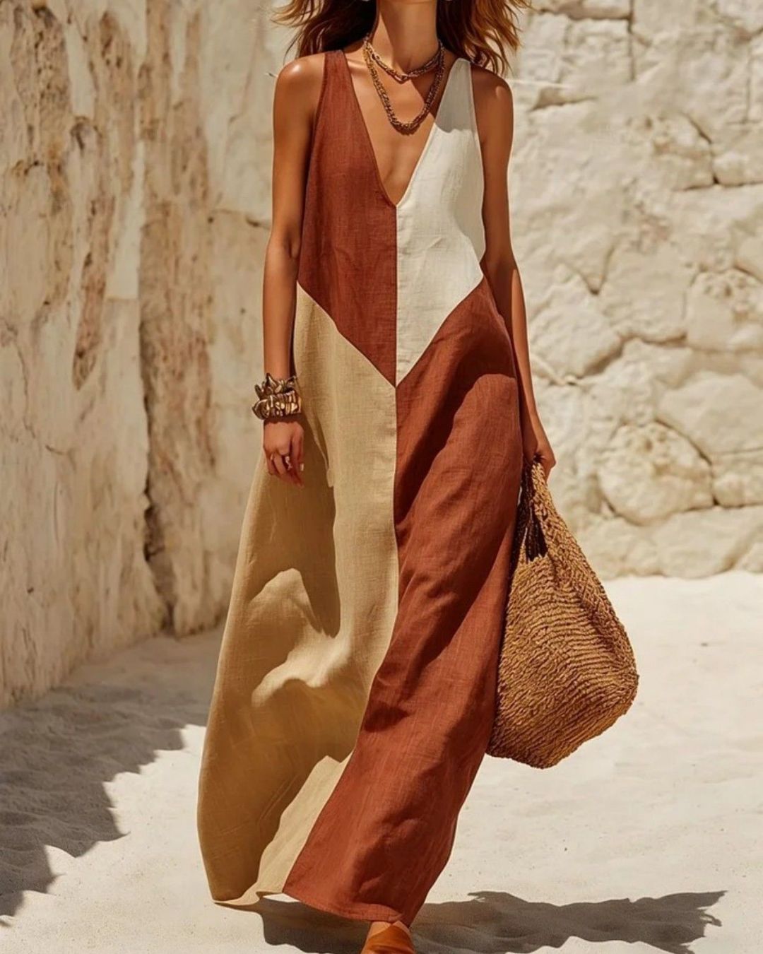 Vyla™ Sun Geometric Patchwork Dress