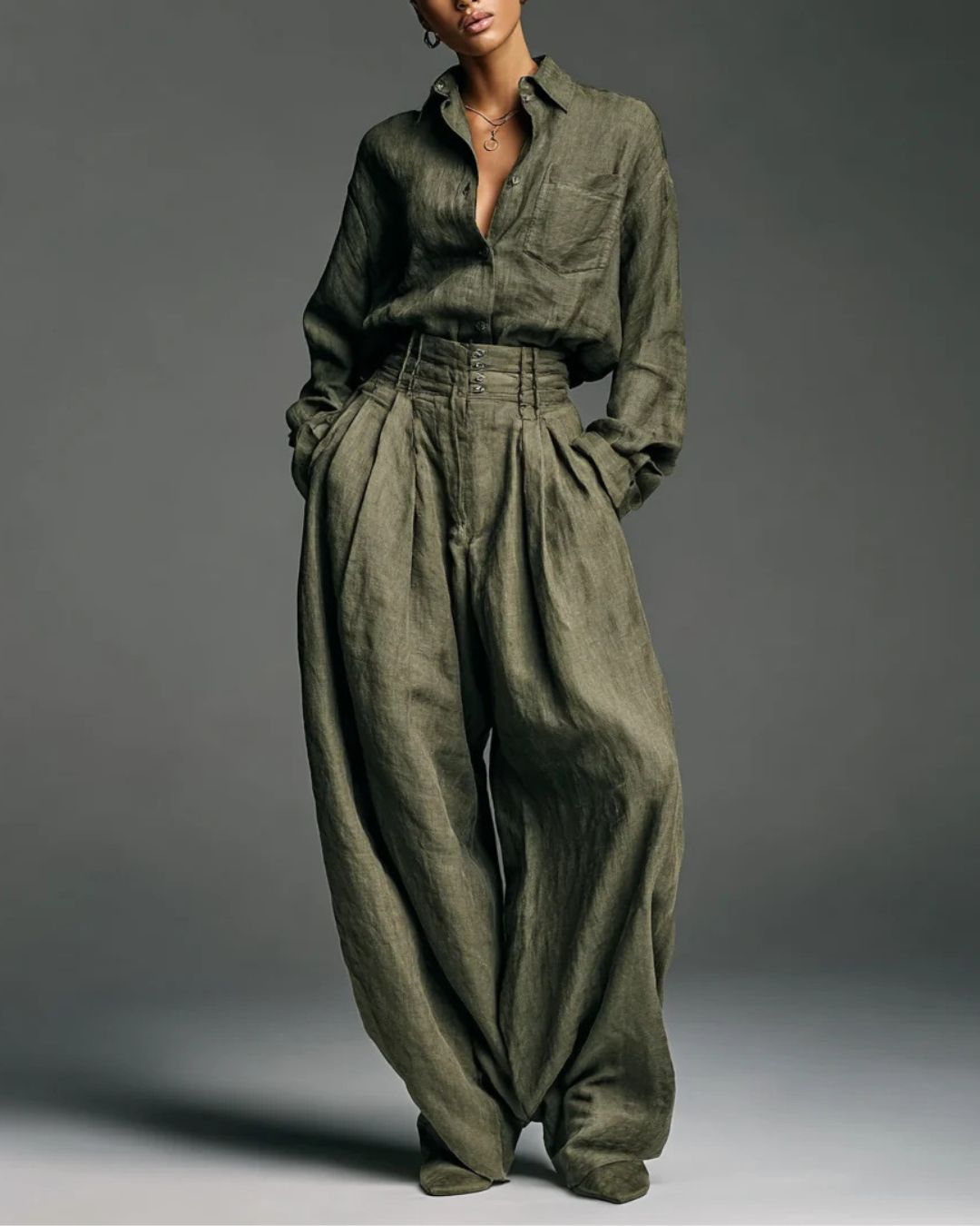 Vyla™ Vintage Relaxed Cardigan and High-Waisted Set