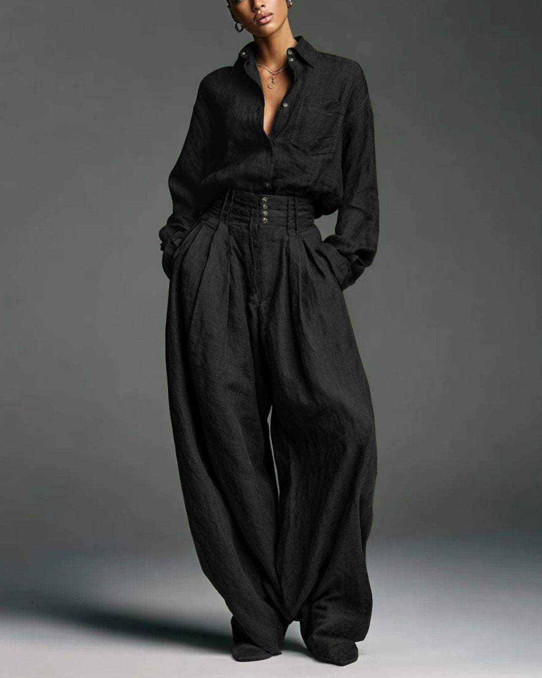 Vyla™ Vintage Relaxed Cardigan and High-Waisted Set