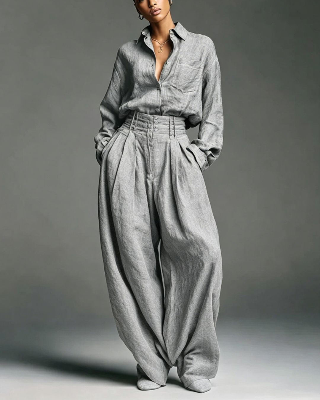 Vyla™ Vintage Relaxed Cardigan and High-Waisted Set