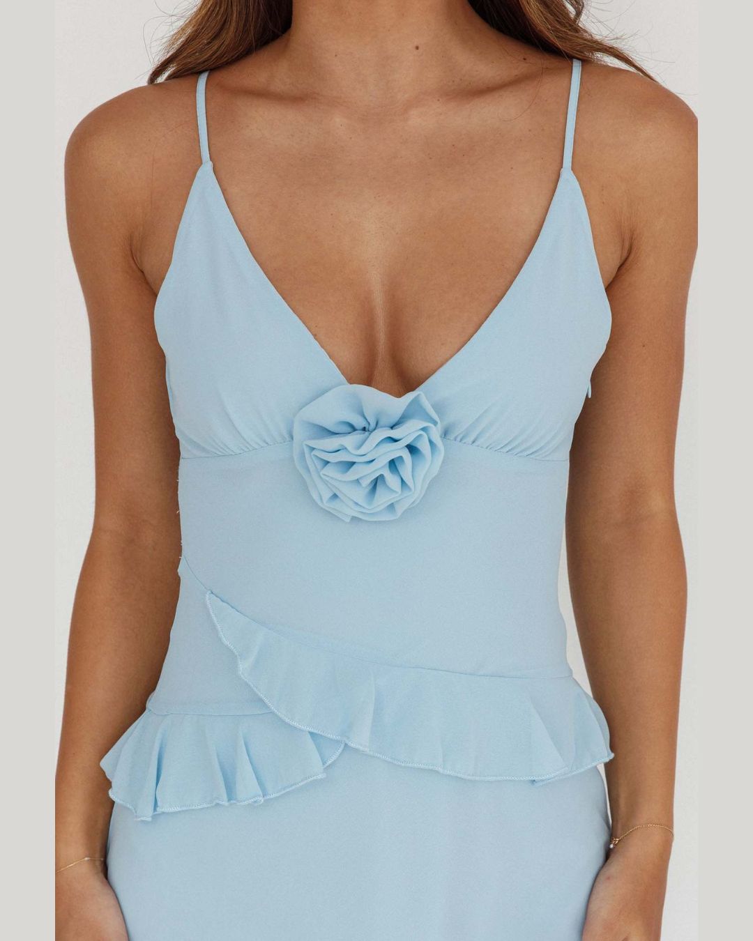 Vyla™ Frill Trim Rosette Maxi Dress