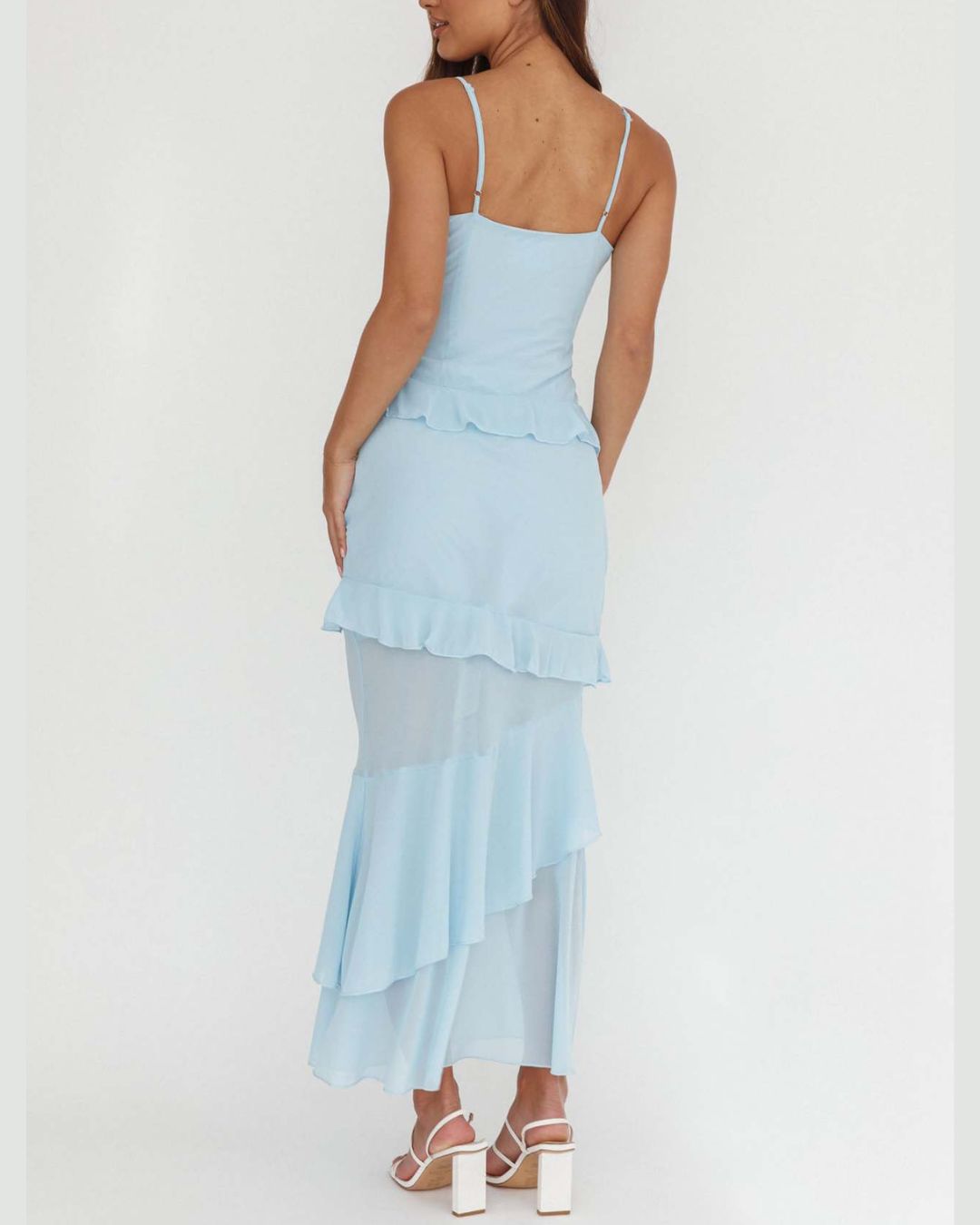 Vyla™ Frill Trim Rosette Maxi Dress