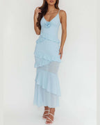 Vyla™ Frill Trim Rosette Maxi Dress