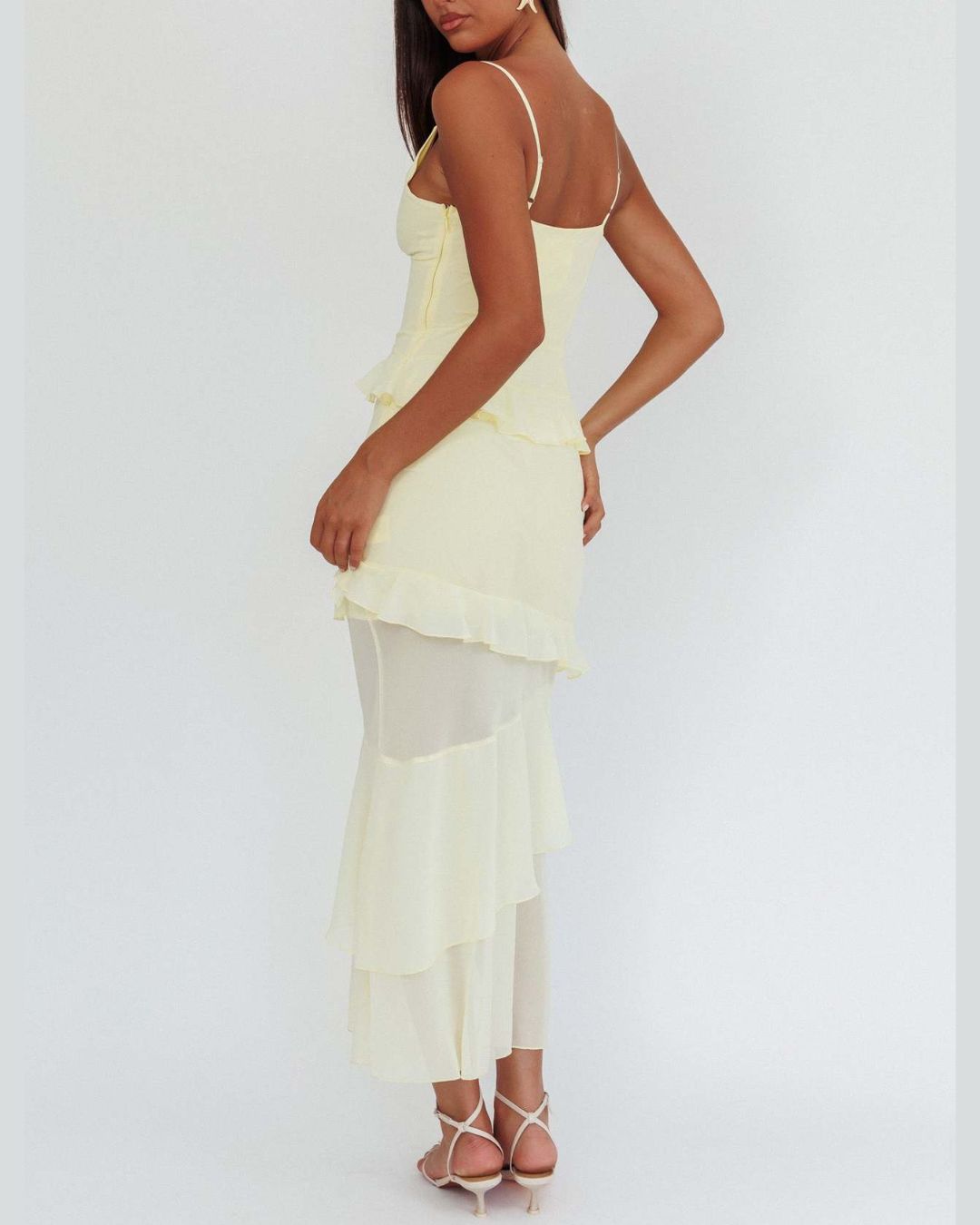 Vyla™ Frill Trim Rosette Maxi Dress