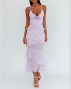 Vyla™ Frill Trim Rosette Maxi Dress