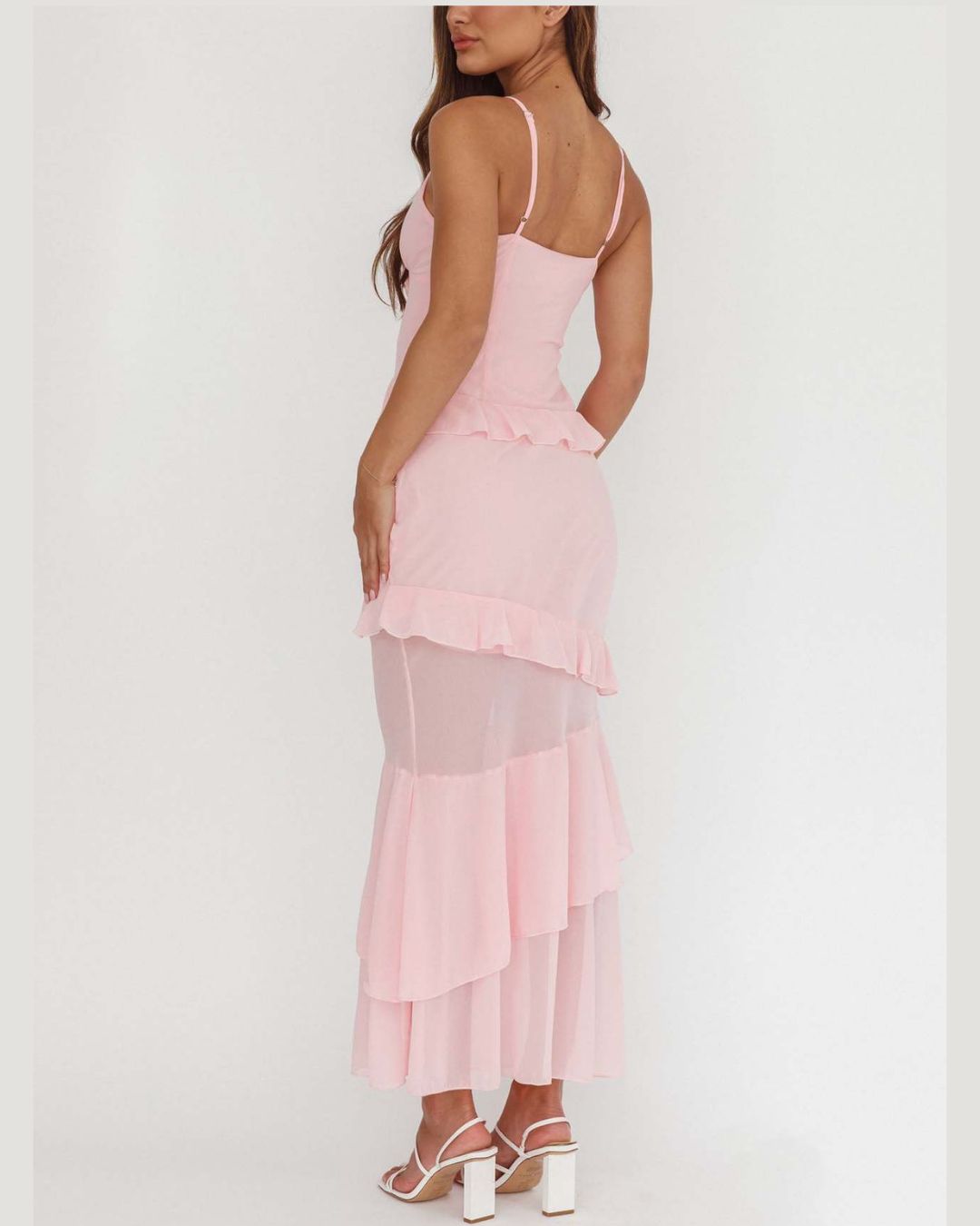 Vyla™ Frill Trim Rosette Maxi Dress