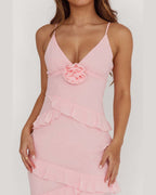 Vyla™ Frill Trim Rosette Maxi Dress