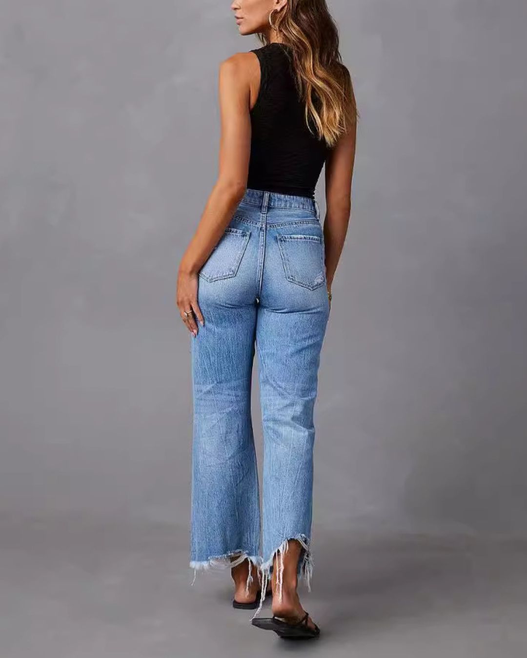 Vyla™ Distressed Mid-Rise Flared Jeans