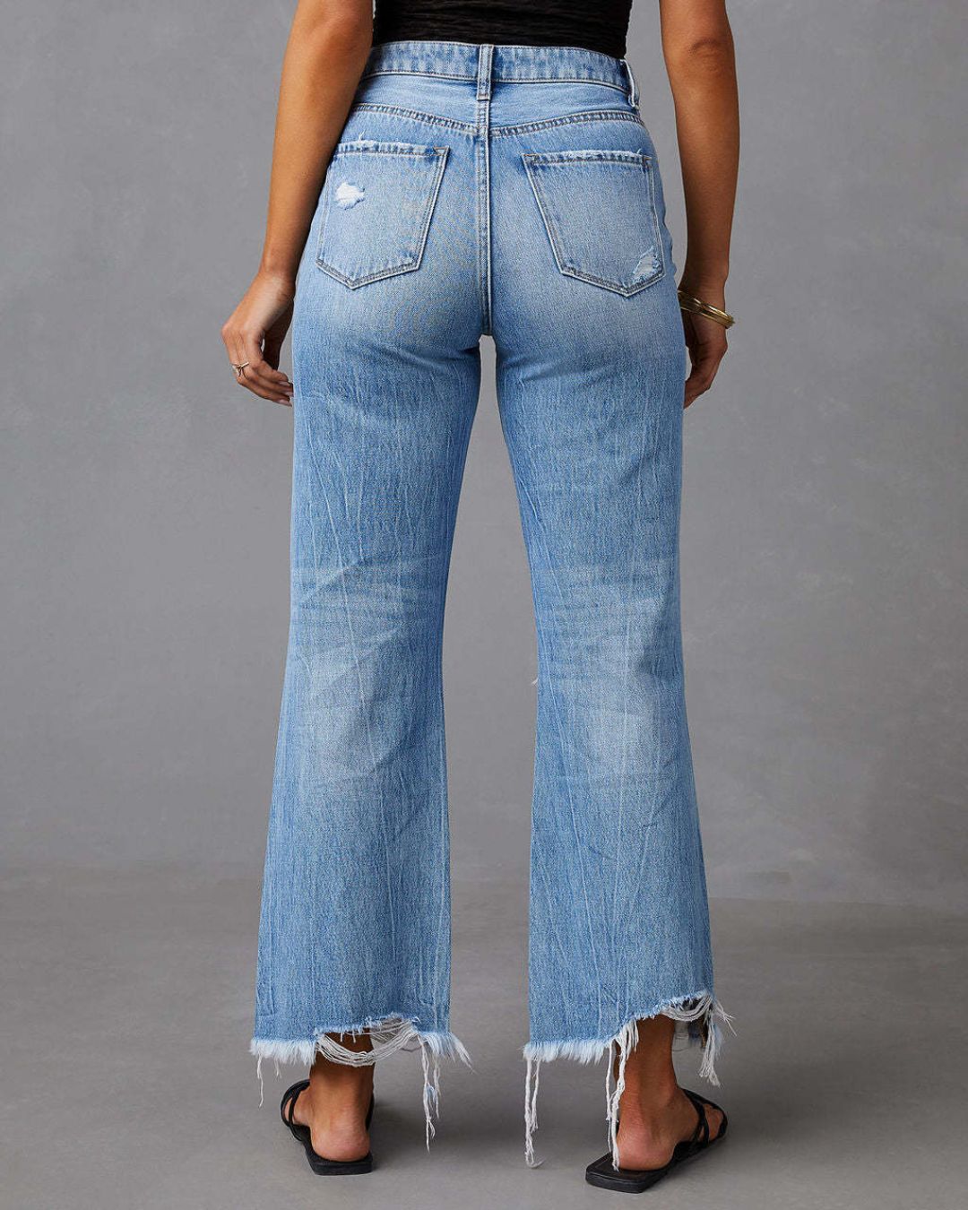 Vyla™ Distressed Mid-Rise Flared Jeans