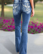 Vyla™ Embroidered Mid-Rise Flared Jeans