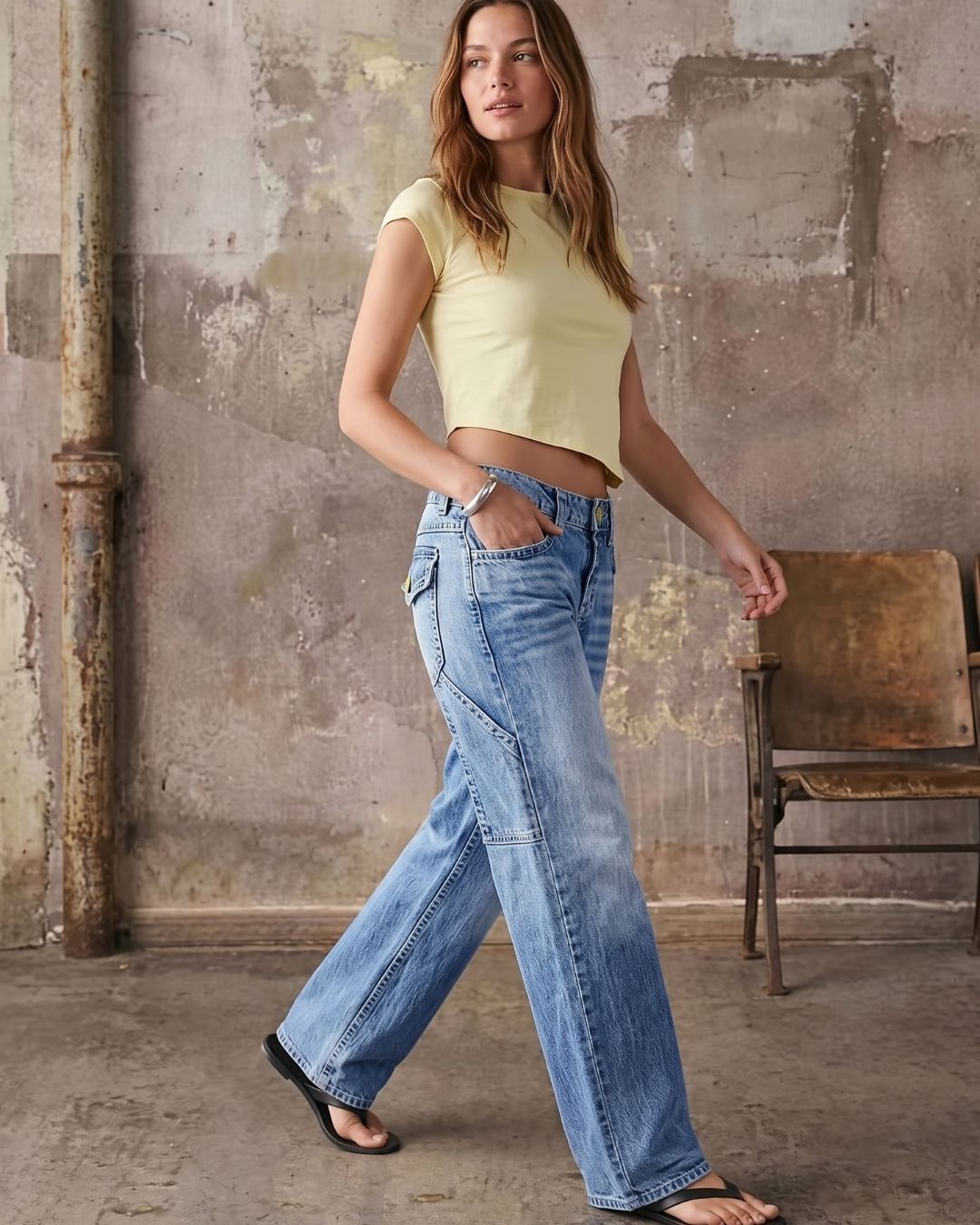 Vyla™ Wash Multi Pocket Mid Rise Straight Leg Jeans