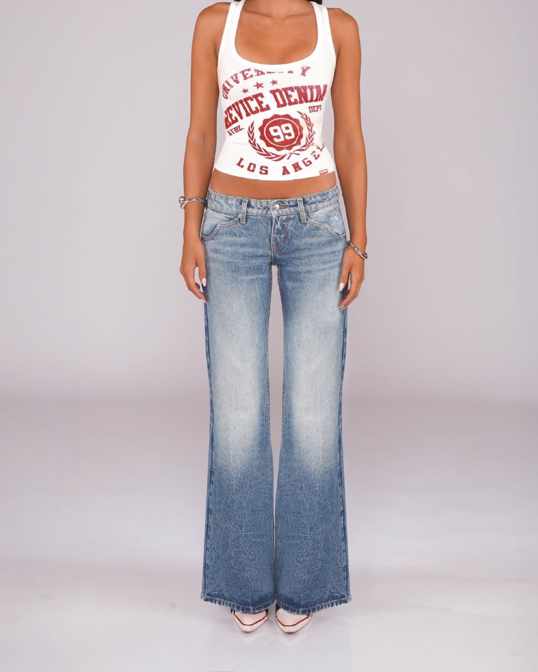 Vyla™ Washed Mid-Rise Straight Bootcut Jeans