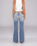 Vyla™ Washed Mid-Rise Straight Bootcut Jeans