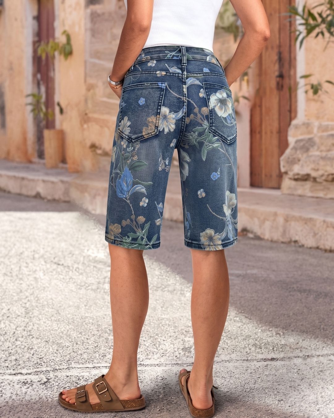Vyla™ Wash Floral High Waist Denim Shorts