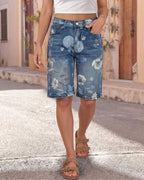 Vyla™ Wash Floral High Waist Denim Shorts