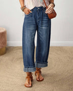 Vyla™ Wash Roll Raw Mid Rise Straight Crop Jeans