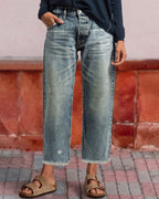 Vyla™ Wash Raw Hem Mid Rise Crop Straight Jeans