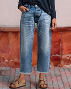 Vyla™ Wash Raw Hem Mid Rise Crop Straight Jeans
