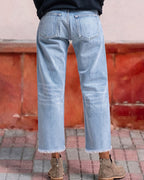 Vyla™ Wash Raw Hem Mid Rise Crop Straight Jeans