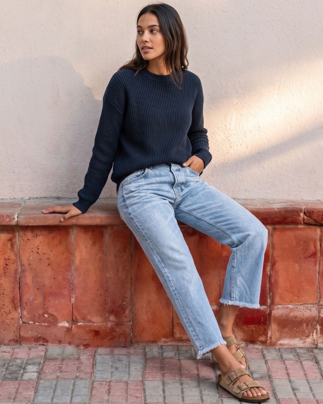 Vyla™ Wash Raw Hem Mid Rise Crop Straight Jeans