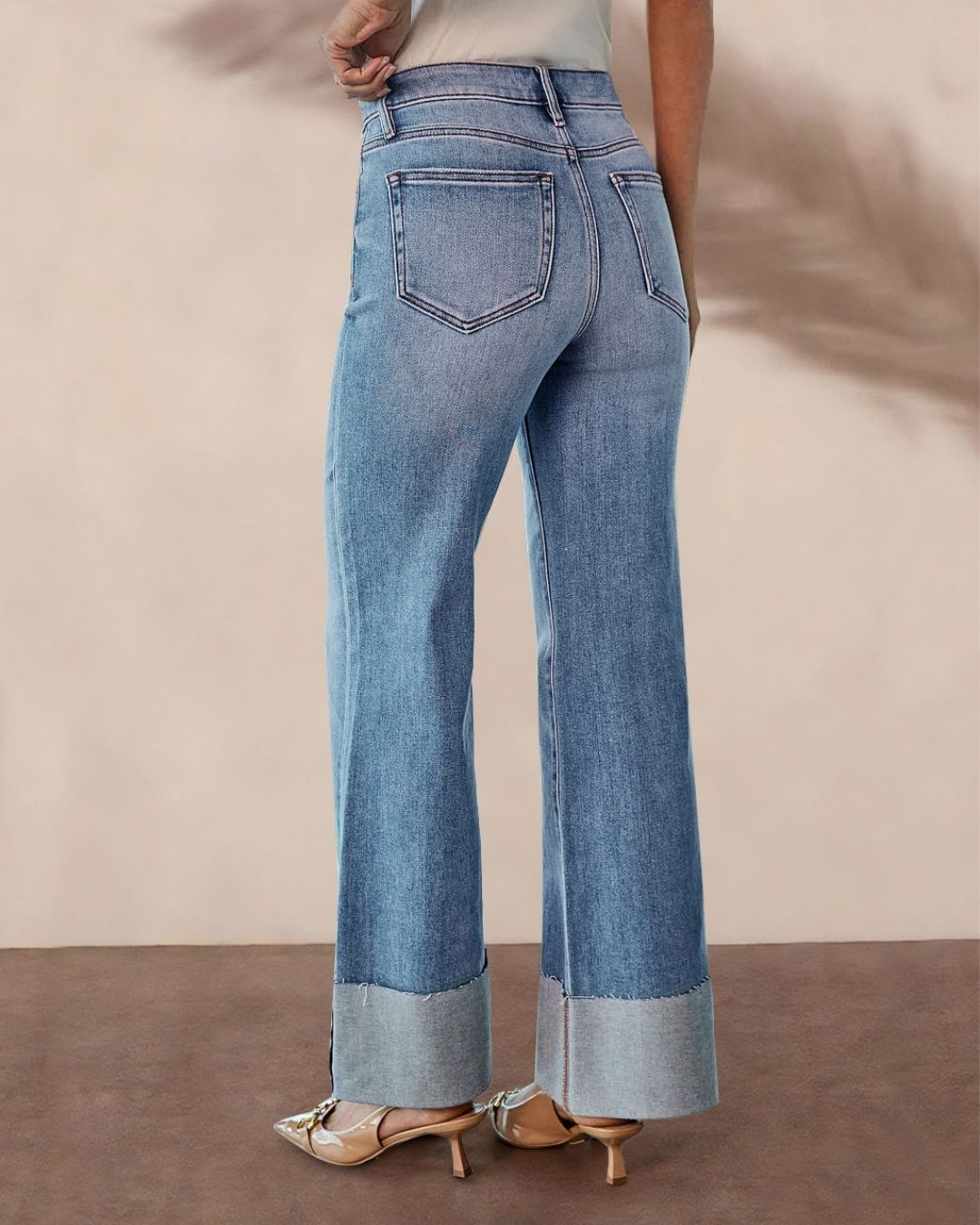 Vyla™ Wash Roll Raw Hem HighRise Straight Jeans