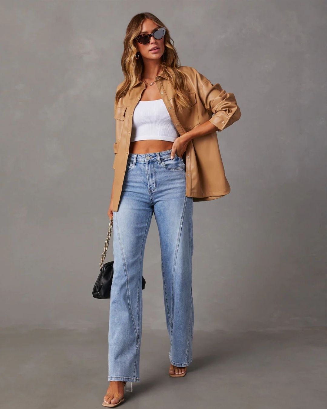 Vyla™ Panelled Front Seam Mid-Rise Straight Jeans