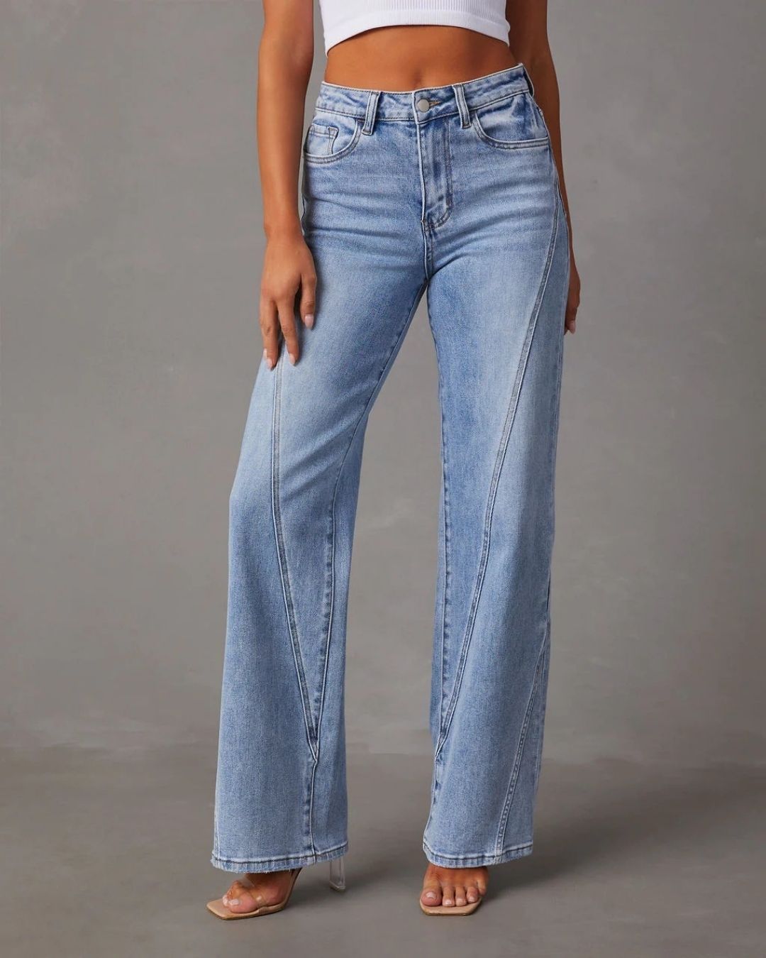Vyla™ Panelled Front Seam Mid-Rise Straight Jeans