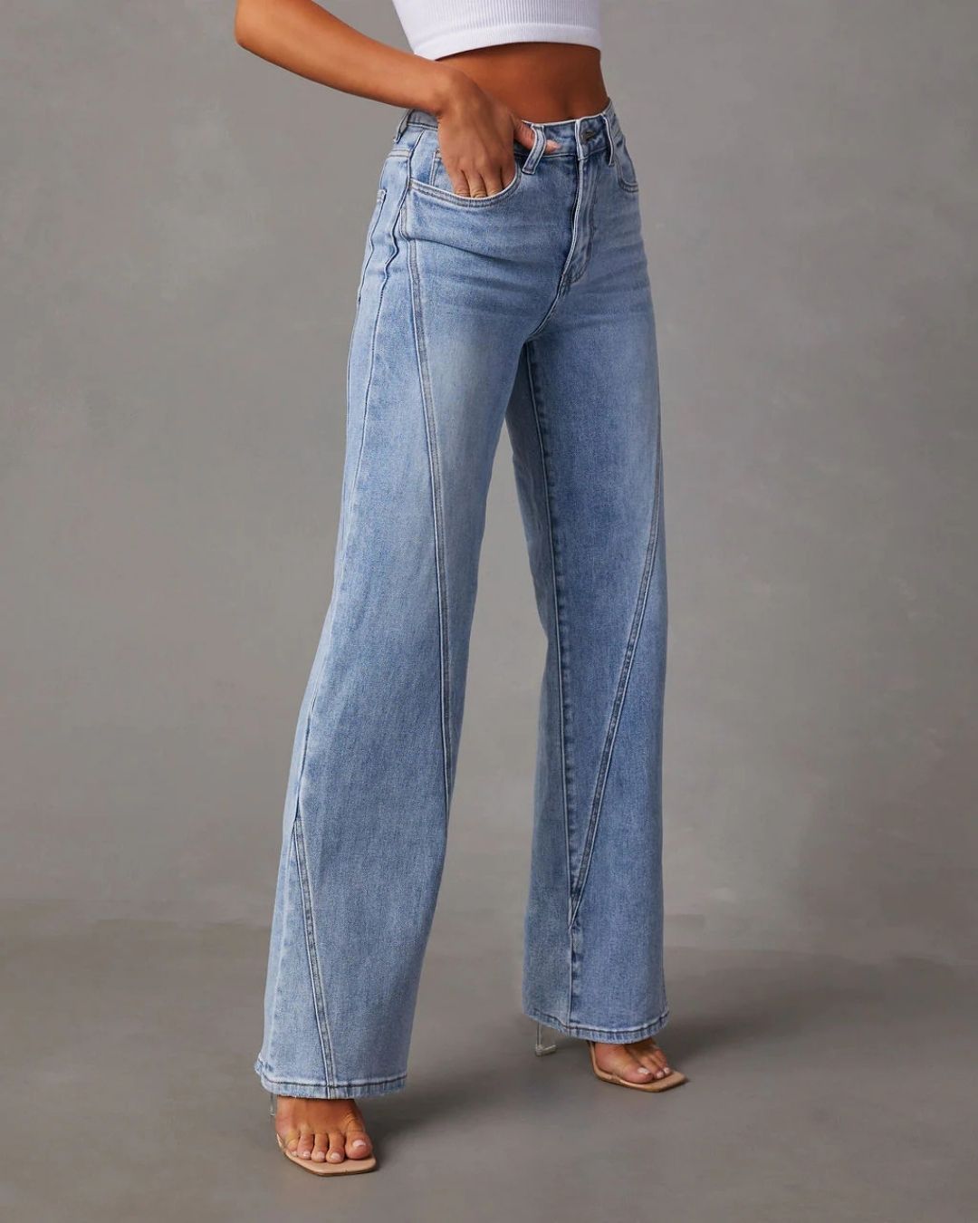 Vyla™ Panelled Front Seam Mid-Rise Straight Jeans