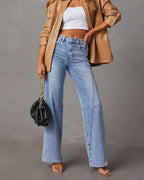 Vyla™ Panelled Front Seam Mid-Rise Straight Jeans