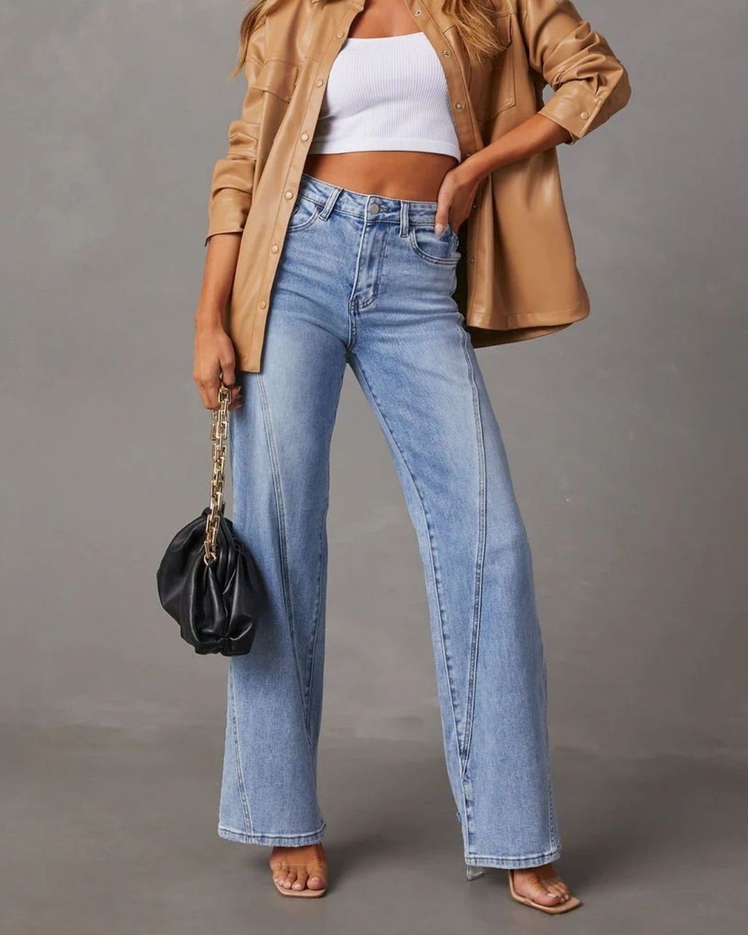 Vyla™ Panelled Front Seam Mid-Rise Straight Jeans