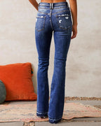 Vyla™ Wash Dual Button Mid Waist Bootcut Jeans