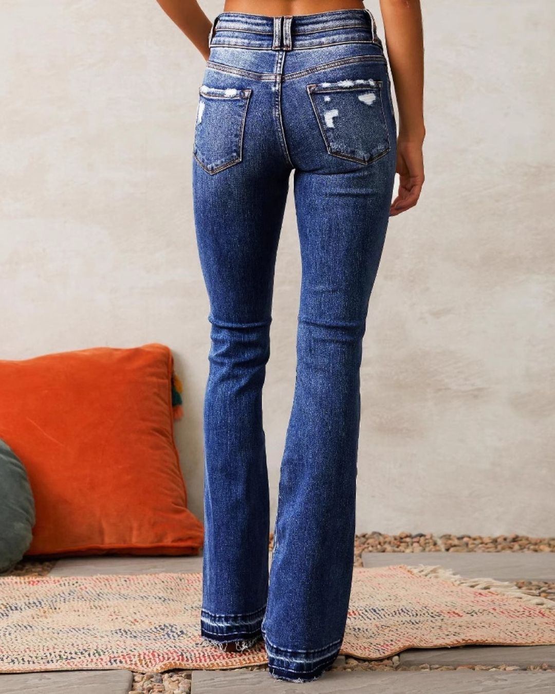 Vyla™ Wash Dual Button Mid Waist Bootcut Jeans
