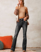 Vyla™ Wash Dual Button Mid Waist Bootcut Jeans