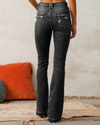 Vyla™ Wash Dual Button Mid Waist Bootcut Jeans