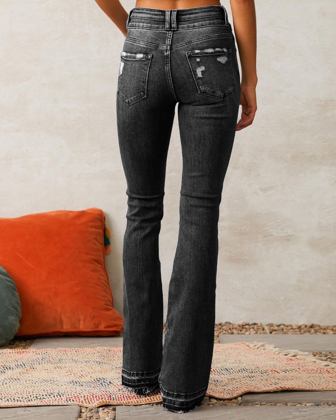 Vyla™ Wash Dual Button Mid Waist Bootcut Jeans