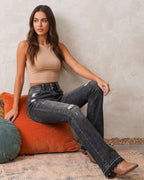 Vyla™ Wash Dual Button Mid Waist Bootcut Jeans