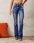 Vyla™ Wash Dual Button Mid Waist Bootcut Jeans