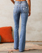 Vyla™ Wash Dual Button Mid Waist Bootcut Jeans