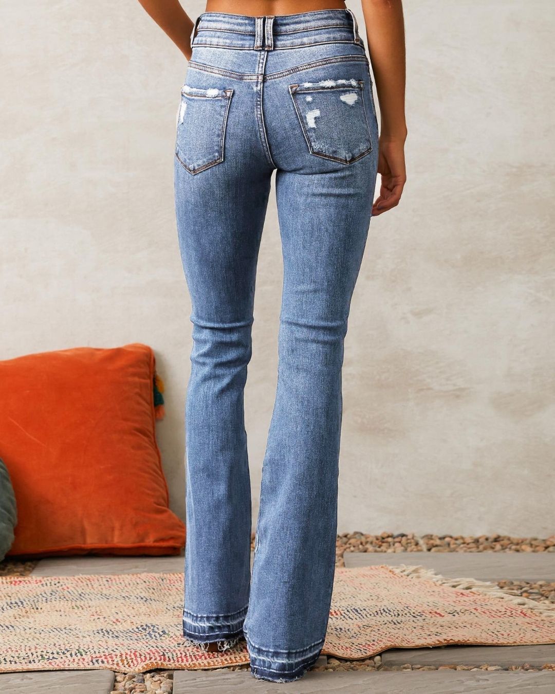 Vyla™ Wash Dual Button Mid Waist Bootcut Jeans