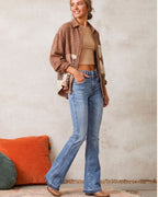 Vyla™ Wash Dual Button Mid Waist Bootcut Jeans