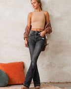 Vyla™ Wash Dual Button Mid Waist Bootcut Jeans