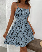 Vyla™ Smocked Ruffle Leopard Mini Dress