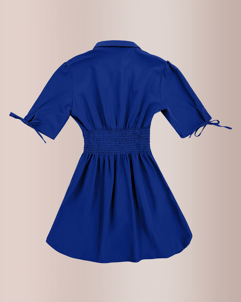 Vyla™ Ruched Side Button-Down Mini Shirt Dress