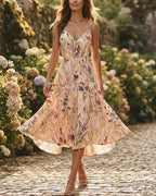 Vyla™ Botanical Breeze V-Neck Floral Slip Dress