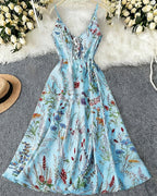 Vyla™ Botanical Breeze V-Neck Floral Slip Dress