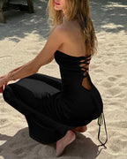 Vyla™ Strapless Backless Lace-Up Bodycon Maxi Dress